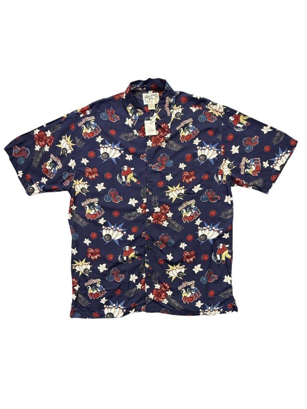 Big Dogs Tropical Dogs Bowling‎ Novelty Hawaiian Camp Shirt Dadcore Mens L NWT